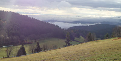 Paysage du Pilat depuis la Ferme du Prince